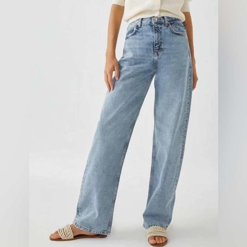 Pull&Bear Blue Flare Wide Leg Jeans